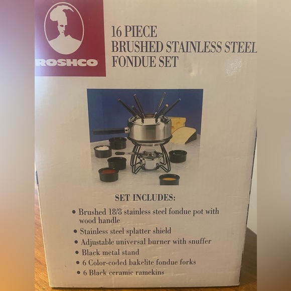 NEW Fondue Set Brushed Stainless Steel - Picture 2 of 7